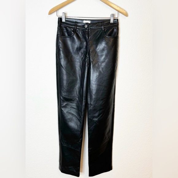 Aritzia Wilfred Black Faux Leather The Melina Pants Size 2 US - Picture 2 of 7
